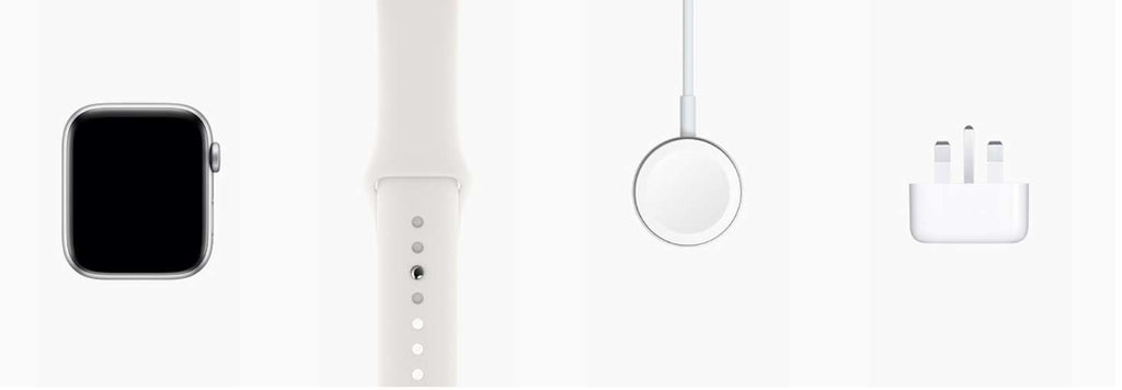 Apple Watch 4 (GPS + Cellular) Silver Aluminium Case with White Sport Band