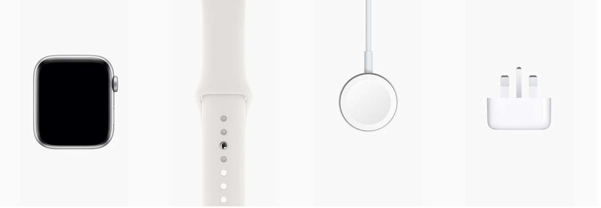 Apple Watch 4 (GPS + Cellular) Silver Aluminium Case with White Sport Band